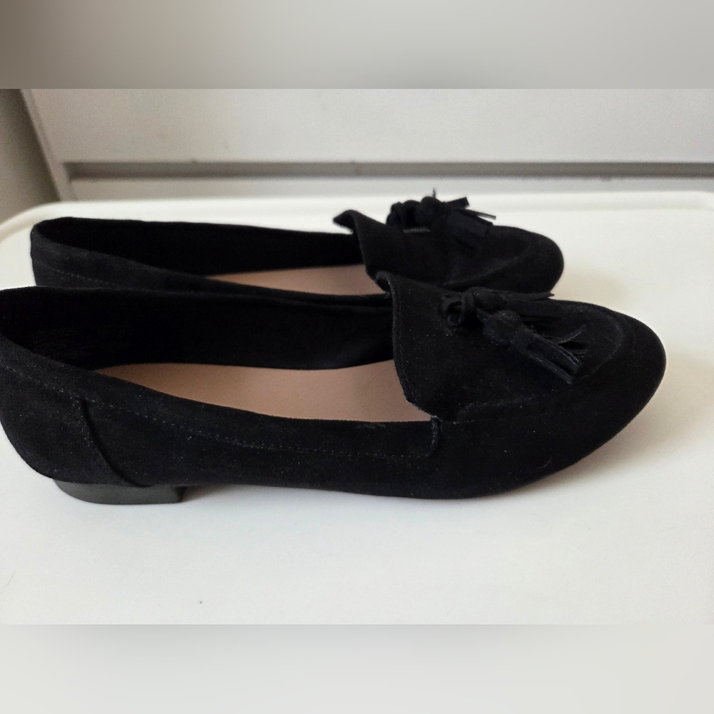 Fioni Ballet Flats Black Suede Leather Slip On Comfort Tassels Womens Size 6.5 - Picture 9 of 15